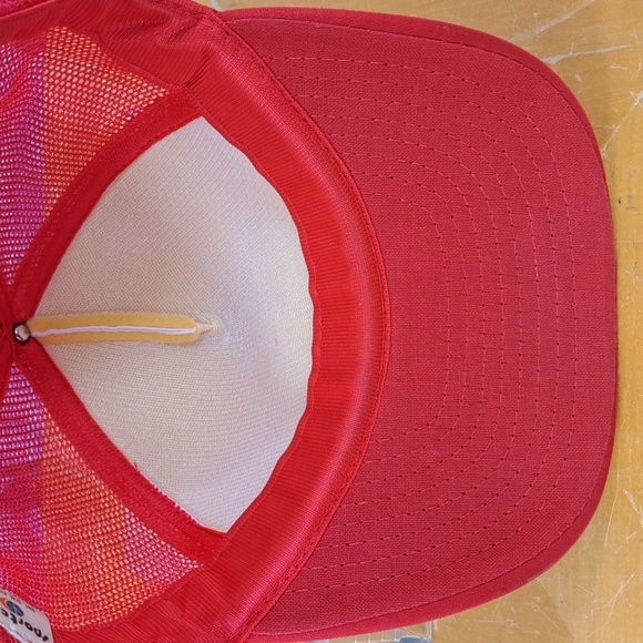 Vintage 80s Ford Mustang patched red & white mesh foam panel trucker hat cap - Picture 7 of 8